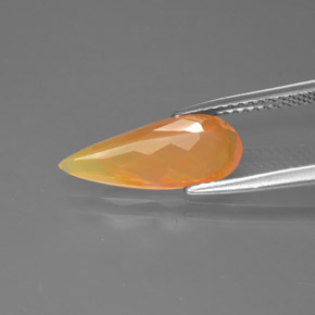 1.64캐럿 천연 옐로우 오렌지 파이어 오팔, 배 모양, 15.2×6.3 mm, 투명한
