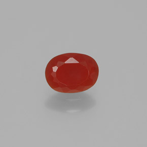 0.49캐럿 천연 붉은빛 오렌지 파이어 오팔, 타원형 컷, 6.7×5 mm, 투명한