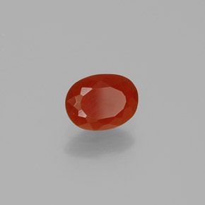 0.49캐럿 천연 붉은빛 오렌지 파이어 오팔, 타원형 컷, 6.7×5 mm, 투명한