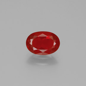 0.89캐럿 천연 붉은빛 오렌지 파이어 오팔, 타원형 컷, 8.6×6 mm, 투명한