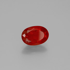0.89캐럿 천연 붉은빛 오렌지 파이어 오팔, 타원형 컷, 8.6×6 mm, 투명한