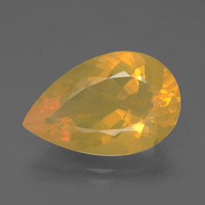 10.72캐럿 천연 옐로우 파이어 오팔, 배 모양, 22×14.2 mm, 투명한