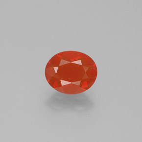 0.74캐럿 천연 붉은빛 오렌지 파이어 오팔, 타원형 컷, 7.4×6.1 mm, 투명한