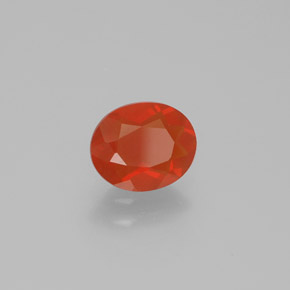 0.74캐럿 천연 붉은빛 오렌지 파이어 오팔, 타원형 컷, 7.4×6.1 mm, 투명한