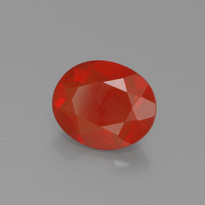 1.24캐럿 천연 붉은빛 오렌지 파이어 오팔, 타원형 컷, 8.6×7.1 mm, 투명한