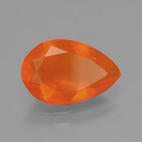 1.46캐럿 천연 오렌지 파이어 오팔, 배 모양, 11.8×7.7 mm, 투명한