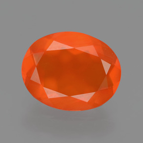2.04캐럿 천연 오렌지 파이어 오팔, 타원형 컷, 11.6×9.1 mm, 투명한