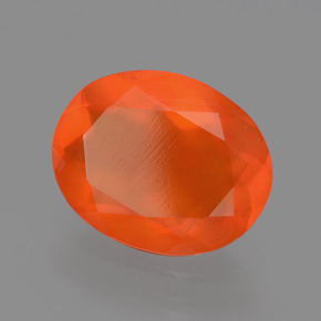 2.04캐럿 천연 오렌지 파이어 오팔, 타원형 컷, 11.6×9.1 mm, 투명한