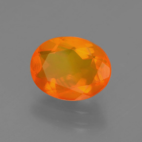 1.27캐럿 천연 오렌지 파이어 오팔, 타원형 컷, 9.3×7.3 mm, 투명한