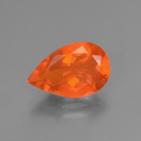 1.65캐럿 천연 오렌지 파이어 오팔, 배 모양, 11.8×7.7 mm, 투명한