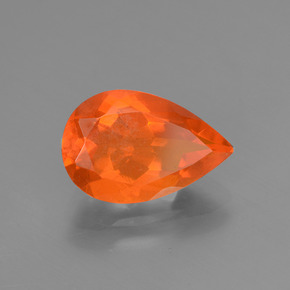 1.65캐럿 천연 오렌지 파이어 오팔, 배 모양, 11.8×7.7 mm, 투명한