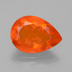 3.23캐럿 천연 오렌지 파이어 오팔, 배 모양, 14×10.1 mm, 투명한