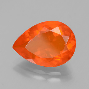 3.23캐럿 천연 오렌지 파이어 오팔, 배 모양, 14×10.1 mm, 투명한