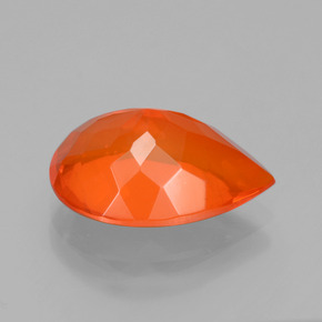 3.23캐럿 천연 오렌지 파이어 오팔, 배 모양, 14×10.1 mm, 투명한