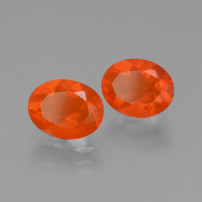 1.40캐럿 천연 깊은 붉은빛 오렌지 파이어 오팔 보석, 타원형 컷, 7.6×5.9 mm, 투명한