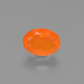 0.48캐럿 천연 오렌지 파이어 오팔, 타원형 컷, 7×5.1 mm, 투명한