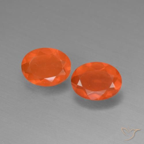 1.23캐럿 천연 밝은 오렌지 파이어 오팔 보석, 타원형 컷, 8×6 mm, 투명한