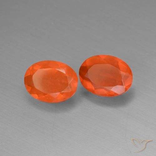 1.23캐럿 천연 밝은 오렌지 파이어 오팔 보석, 타원형 컷, 8×6 mm, 투명한