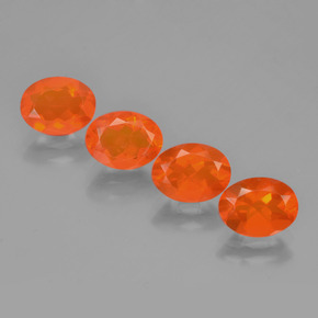 3.20캐럿 천연 깊은 붉은빛 오렌지 파이어 오팔 보석, 타원형 컷, 8×6 mm, 투명한