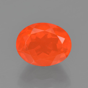 1.42캐럿 천연 오렌지 파이어 오팔, 타원형 컷, 8.9×7 mm, 투명한