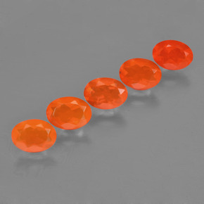 캐럿 천연 오렌지 파이어 오팔 보석, 타원형 컷, 7×5.1 mm, 투명한