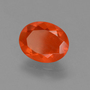 1.43캐럿 천연 오렌지 파이어 오팔, 타원형 컷, 10.1×8 mm, 투명한