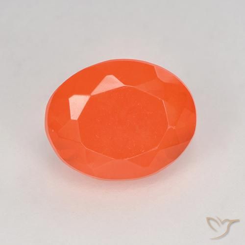 0.80캐럿 천연 미디엄 오렌지 파이어 오팔, 타원형 컷, 8.3×6.6 mm, 투명한