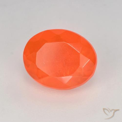 0.80캐럿 천연 미디엄 오렌지 파이어 오팔, 타원형 컷, 8.3×6.6 mm, 투명한