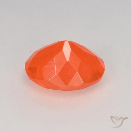 0.80캐럿 천연 미디엄 오렌지 파이어 오팔, 타원형 컷, 8.3×6.6 mm, 투명한