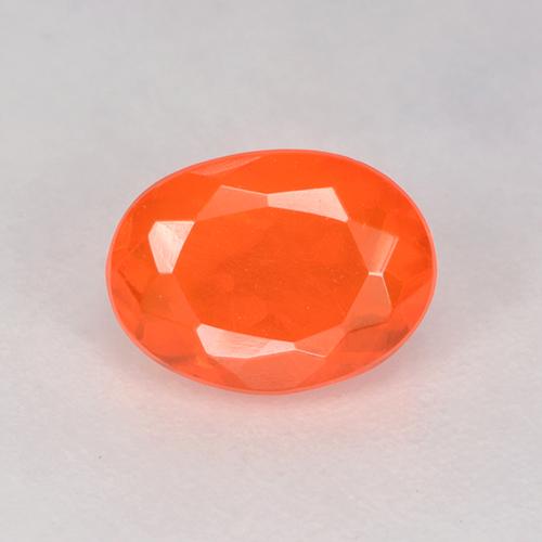 0.46캐럿 천연 오렌지 파이어 오팔, 타원형 컷, 6.9×5.1 mm, 투명한