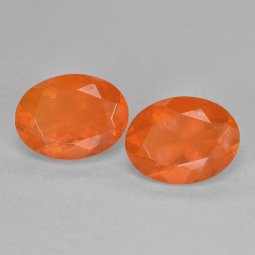 1.52캐럿 천연 깊은 붉은빛 오렌지 파이어 오팔 보석, 타원형 컷, 8.1×6 mm, 투명한