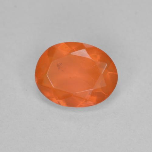 0.56캐럿 천연 인텐스 오렌지 파이어 오팔, 타원형 컷, 7.5×5.8 mm, 투명한