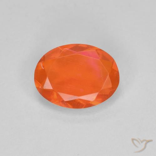 0.56ct 자연스러운 밝은 주황색 파이어 오팔, 타원형, 투명한