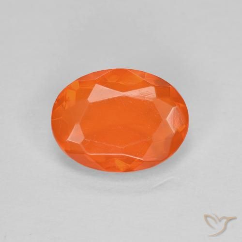 0.67ct 자연스러운 밝은 주황색 파이어 오팔, 타원형, 투명한