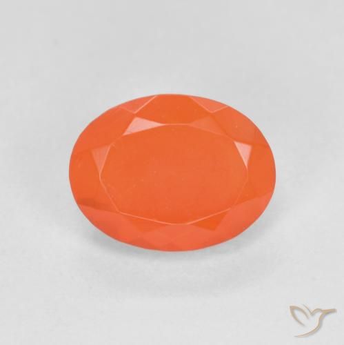 0.78ct 자연스러운 밝은 주황색 파이어 오팔, 타원형, 투명한