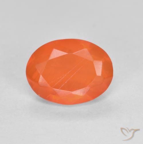 0.72ct 자연스러운 인텐스 오렌지 파이어 오팔, 타원형, 투명한