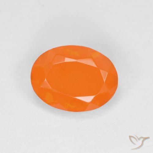 0.61ct 자연스러운 인텐스 오렌지 파이어 오팔, 타원형, 투명한