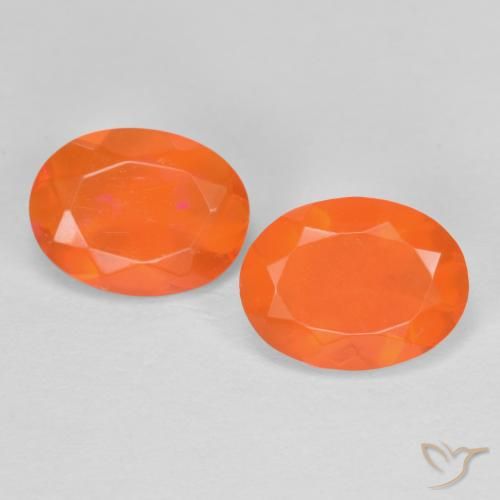 1.23캐럿 천연 인텐스 오렌지 파이어 오팔 보석, 타원형 컷, 8.1×6.1 mm, 투명한