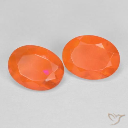 1.23캐럿 천연 인텐스 오렌지 파이어 오팔 보석, 타원형 컷, 8.1×6.1 mm, 투명한