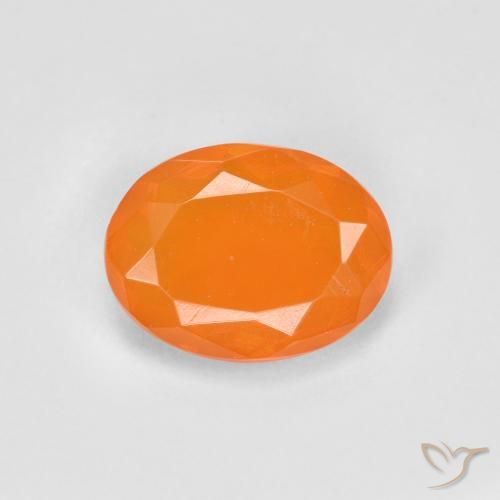 0.65ct 자연스러운 따뜻한 살구 오렌지 파이어 오팔, 타원형, 투명한