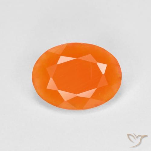 0.68캐럿 천연 따뜻한 살구 오렌지 파이어 오팔, 타원형 컷, 8.1×6.1 mm, 투명한