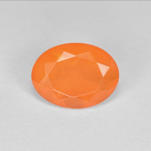 0.69캐럿 천연 미디엄 오렌지 파이어 오팔, 타원형 컷, 8.1×6.1 mm, 투명한