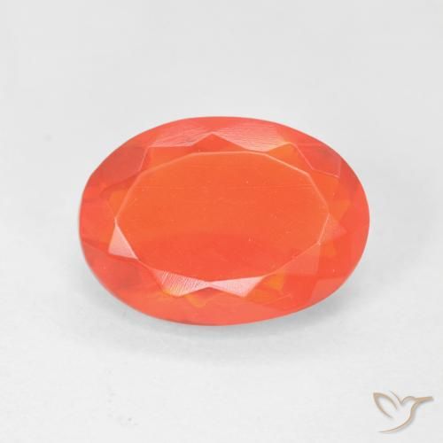 1.97ct 자연스러운 밝은 주황색 파이어 오팔, 타원형, 투명한