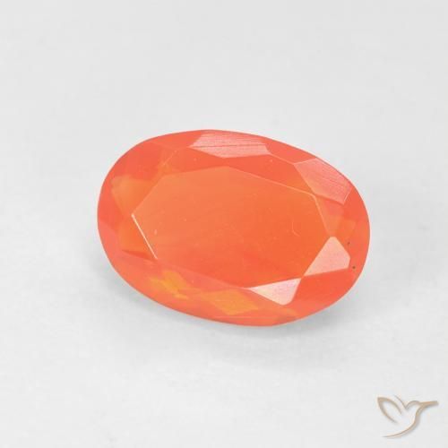 0.74ct 자연스러운 밝은 주황색 파이어 오팔, 타원형, 투명한