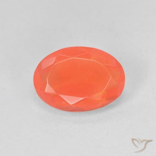 0.88ct 자연스러운 밝은 주황색 파이어 오팔, 타원형, 투명한