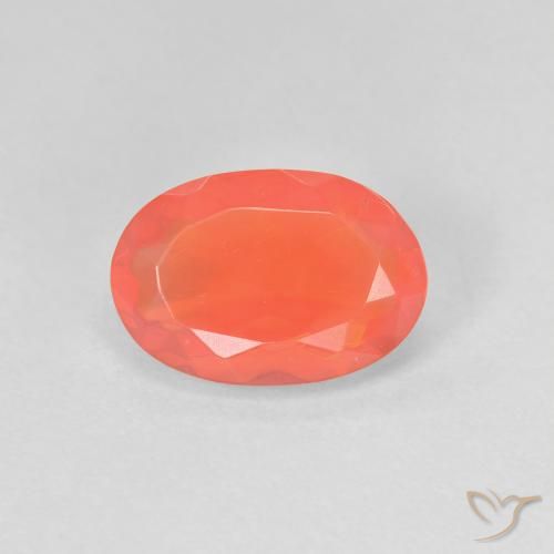 1.03ct 자연스러운 밝은 주황색 파이어 오팔, 타원형, 투명한