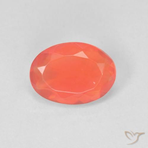 1.02ct 자연스러운 밝은 주황색 파이어 오팔, 타원형, 투명한