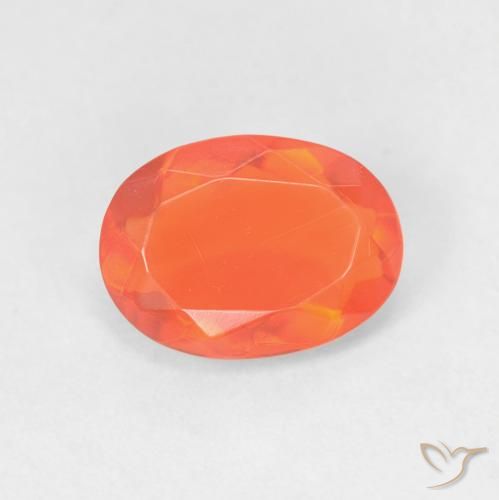 0.79ct 자연스러운 밝은 주황색 파이어 오팔, 타원형, 투명한