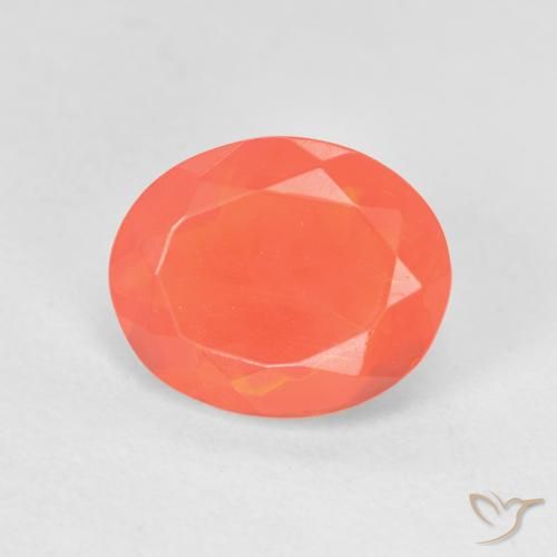 1.62ct 자연스러운 밝은 주황색 파이어 오팔, 타원형, 투명한