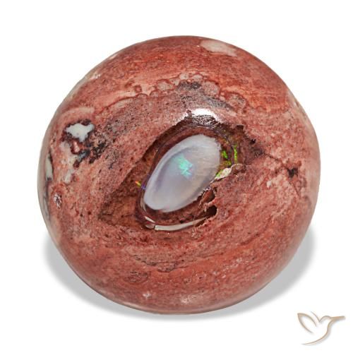 9.08캐럿 천연 멀티컬러 파이어 오팔, 라운드 컷, 16.30 mm, 불투명체